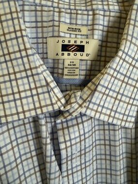 4X Joseph Abboud Light Blue and Brown Windowpane Dress Shirt
